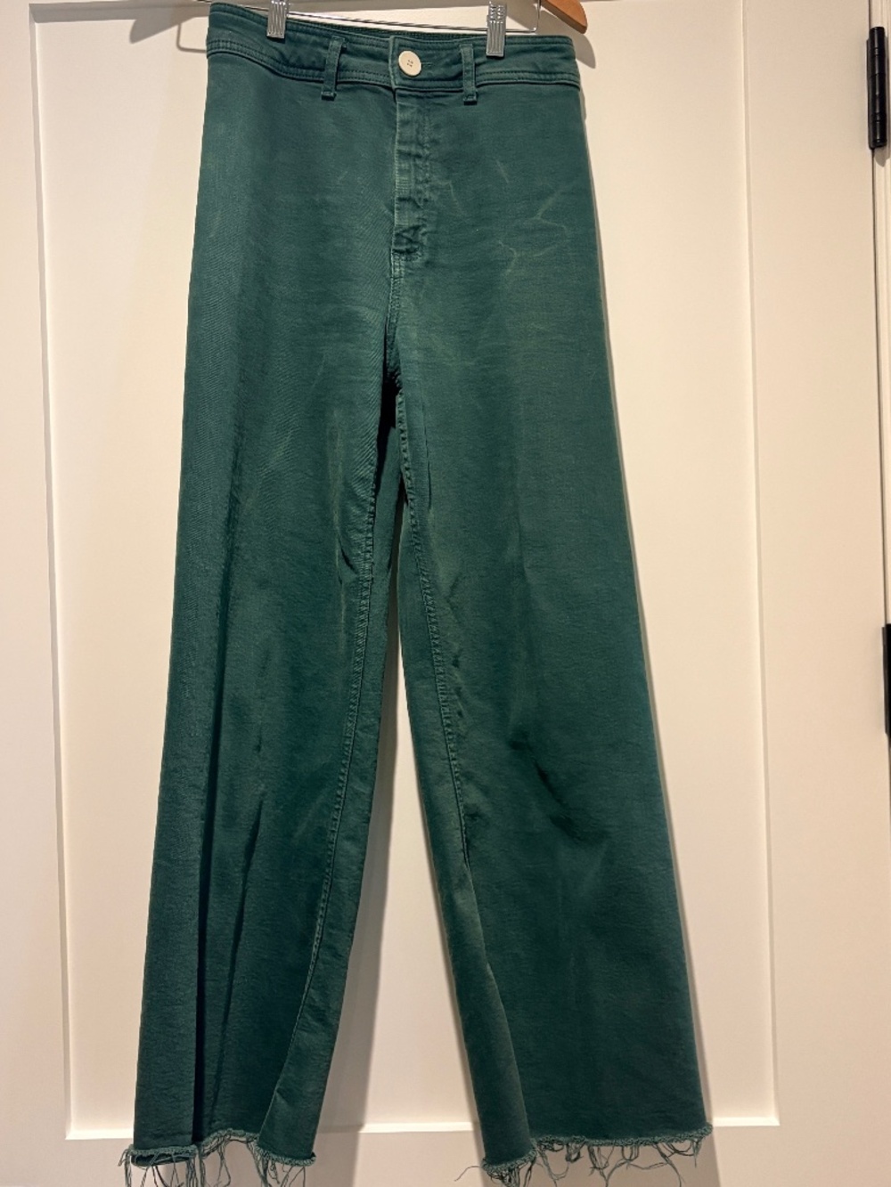 ZARA Marine Straight wide leg jeans high rise green size 6